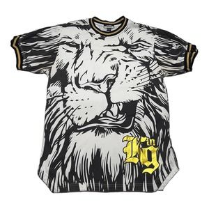 One Color One Nation King Men's Black White Gold Lion Savage T-Shirt Sz Large L